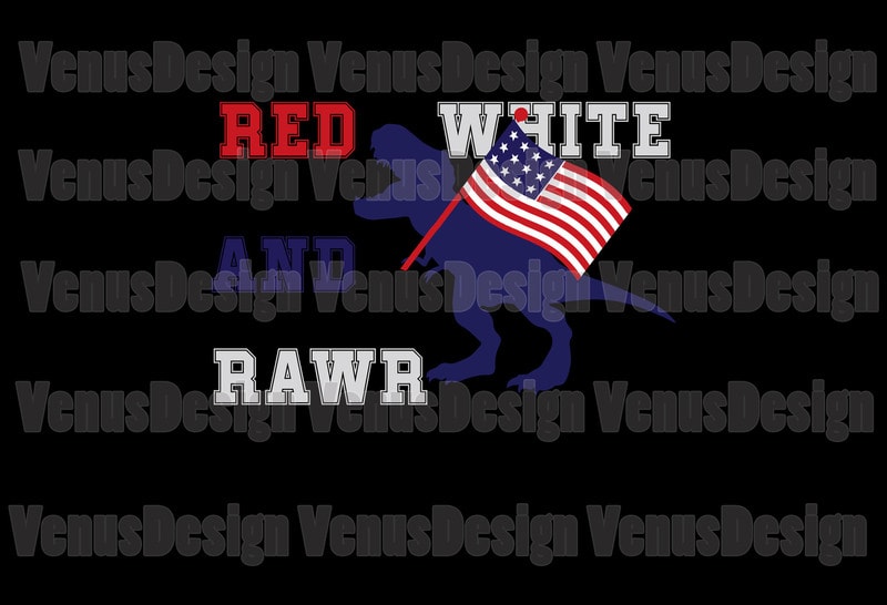 Free Red white and rawr 4th of july dinosaur editable design