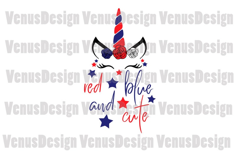 Free Red blue and cute 4th of july unicorn editable design