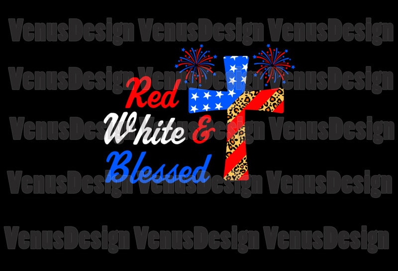 Free Red white and blessed patriotic cross editable design