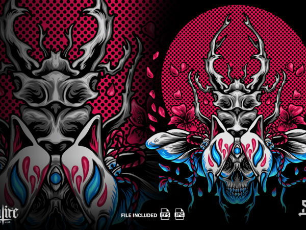 The beetle kitsune japan t shirt designs for sale