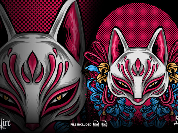 The kitsune japan culture t shirt designs for sale