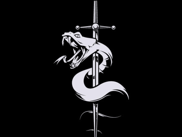 Sword and snake t shirt template vector