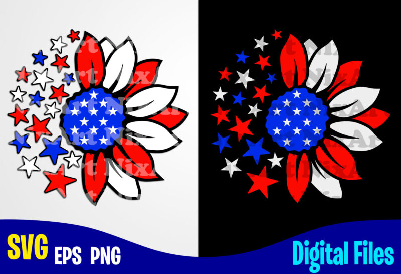 Sunflower svg, 4th july, USA Flag, Independence Day design svg eps, png files for cutting machines and print t shirt designs for sale t-shirt design png