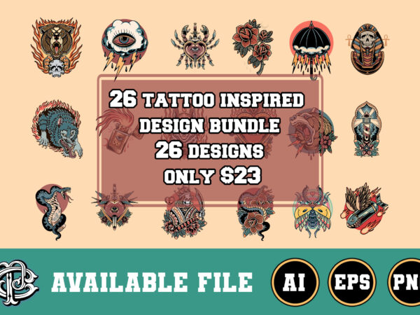 26 tattoo inspired design bundle only $23