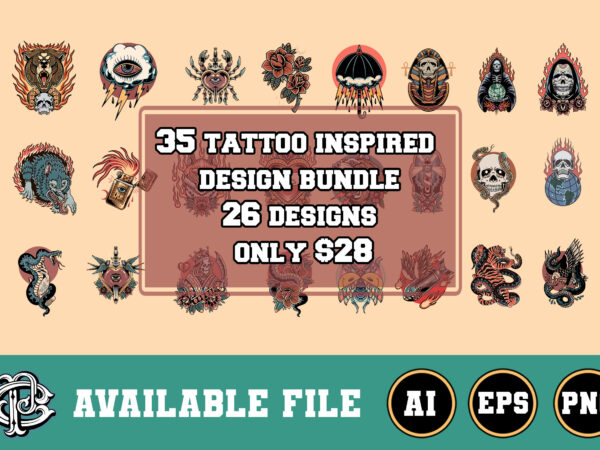 35 tattoo inspired design bundle only $28