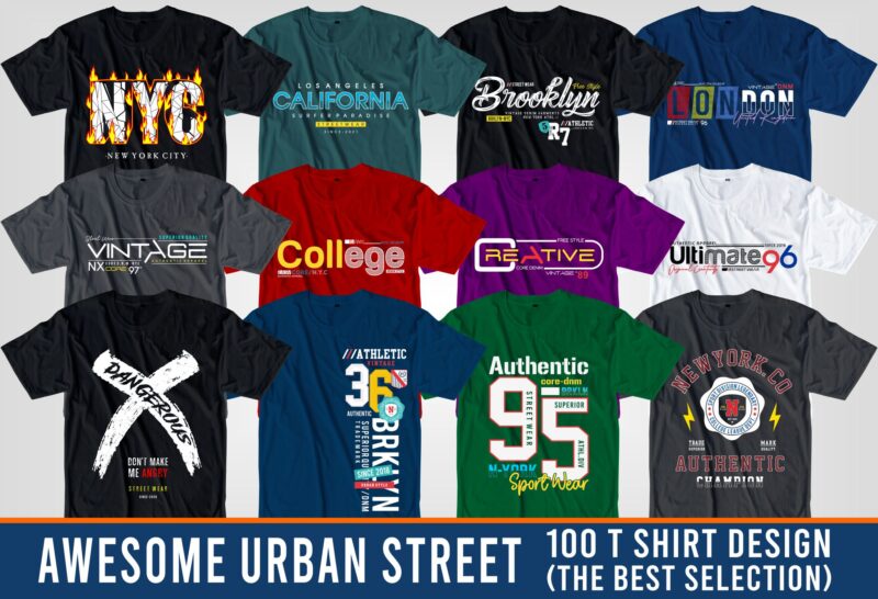 800 Urban Streetwear T-shirt Design Bundle Urban 
