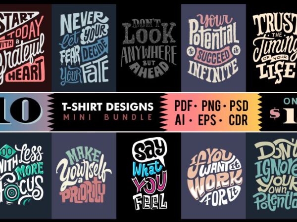 10 typography designs mini bundle #5-2021