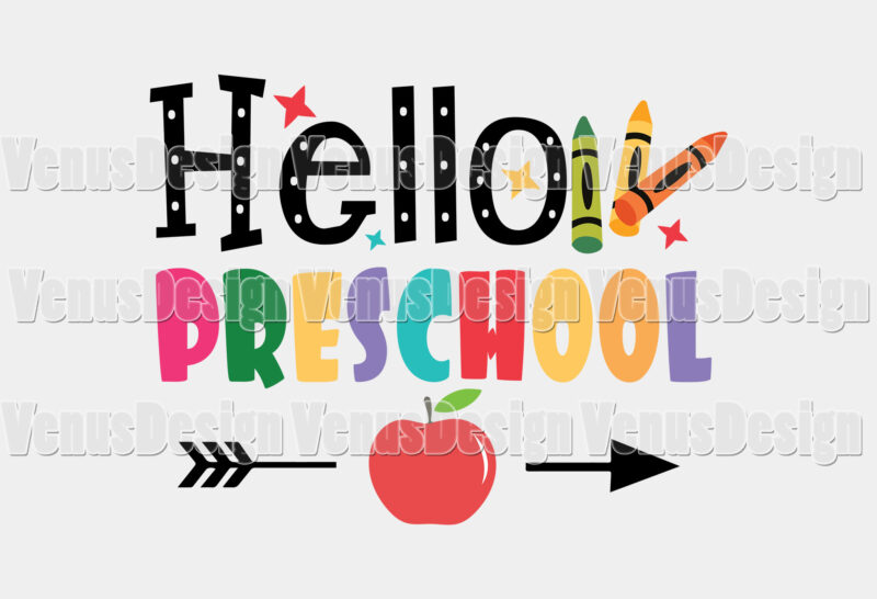 Hello Preschool Tshirt Design, Editable Design