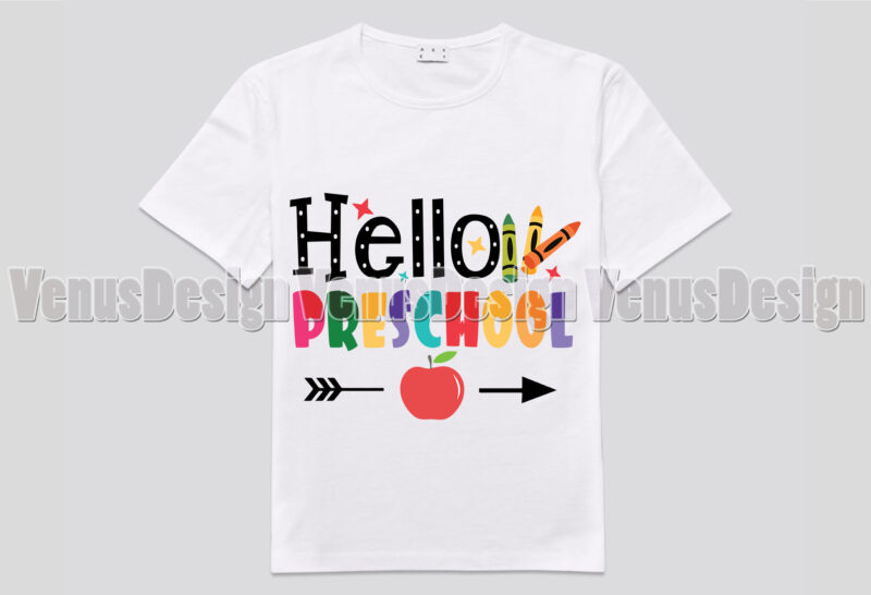 Hello Preschool Tshirt Design, Editable Design