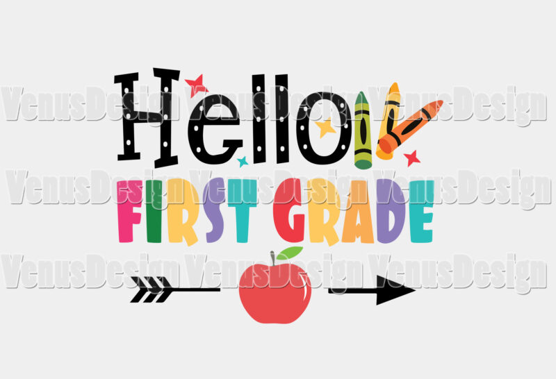 Hello First Grade Tshirt Design, Editable Design