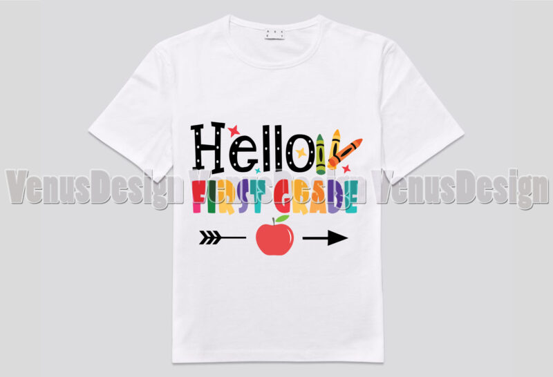 Hello First Grade Tshirt Design, Editable Design