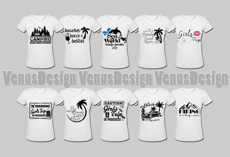 Best Selling Summer Vacation T- Shirt Design Bundle, Editable Design