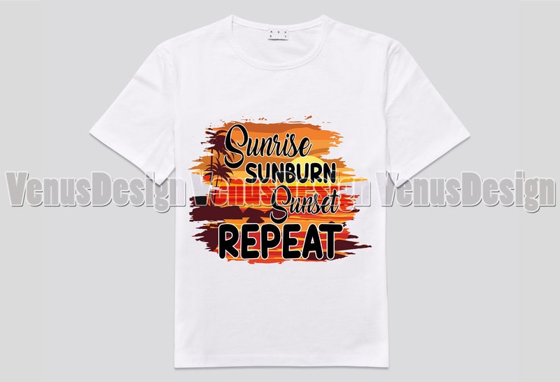 Sunrise Sunburn Sunset Repeat Shirt Summer Vacation Groovy Graphic