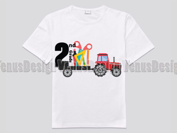 2nd grade back to school truck tshirt design, editable design