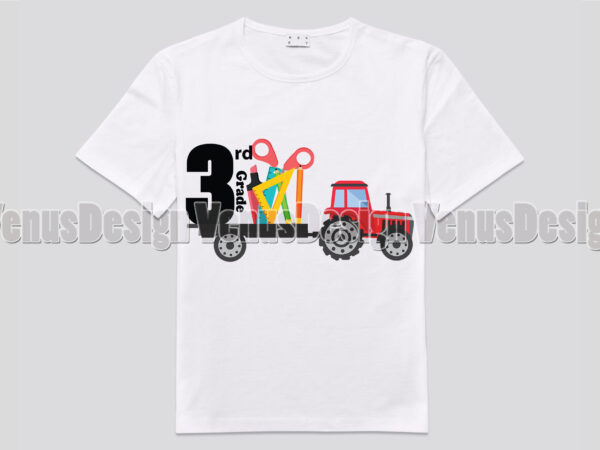 3rd grade back to school truck tshirt design, editable design