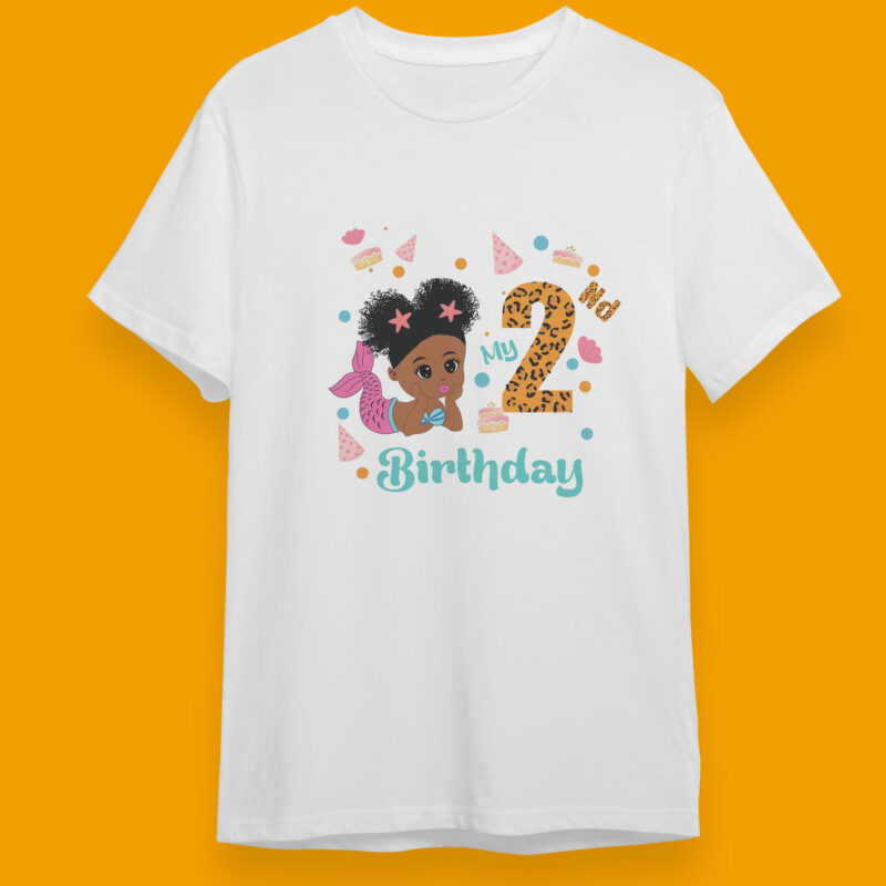 My 2nd Birthday Black Mermaid Baby Birthday Gifts, Shirt For Birthday Girl Svg File Diy Crafts Svg Files For Cricut, Silhouette Sublimation Files