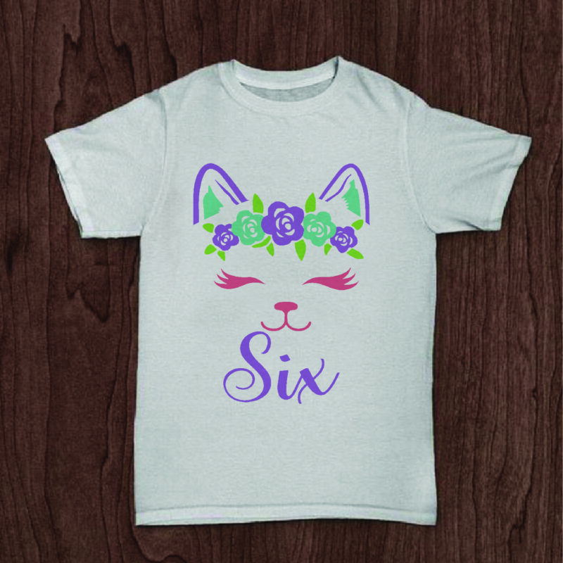 Six Birthday Cat Gifts, Shirt For Birthday Kids Svg File Diy Crafts Svg Files For Cricut, Silhouette Sublimation File