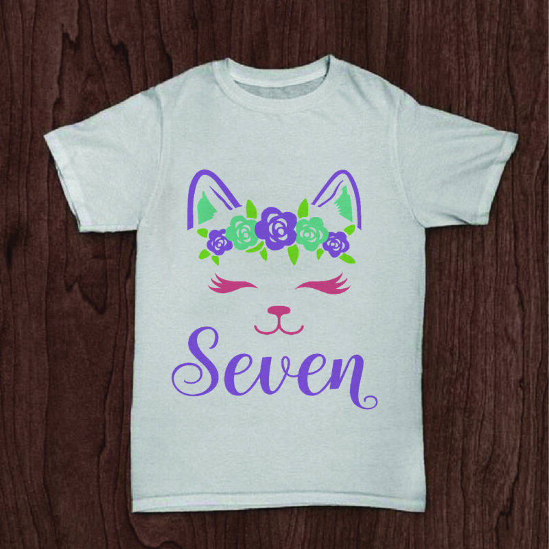 Seven Birthday Cat Gifts, Shirt For Birthday Kids Svg File Diy Crafts Svg Files For Cricut, Silhouette Sublimation File