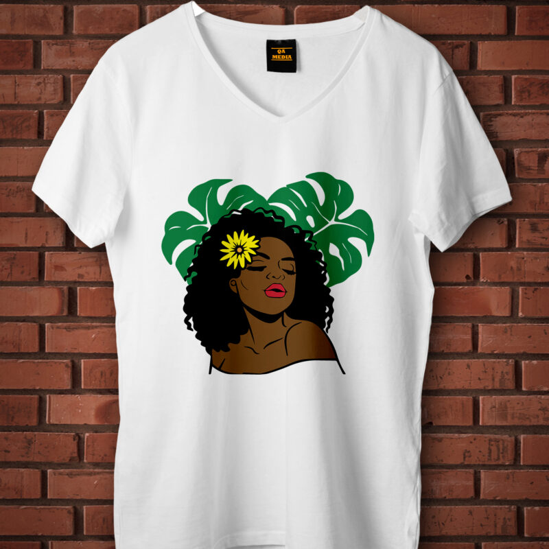 Black Girl With Tropical Leaves Gifts, Shirt For Black Girl Svg File Diy Crafts Svg Files For Cricut, Silhouette Sublimation Files