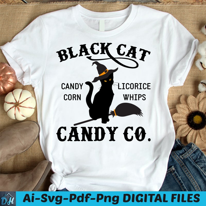 Black Cat Candy Licorice Corn Whips Candy Cot Shirt Design Black Cat