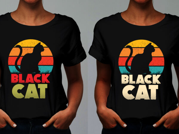 Black cat svg, black cat vintage, cat svg, cat halloween, black cat vector