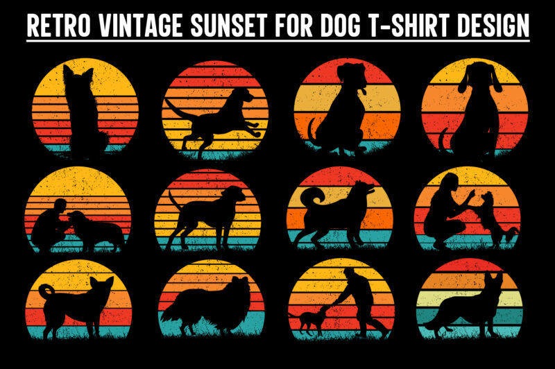 Download Dog Sunset Colorful Dog Svg Dog Vintage Design Vintage Dog Svg Dog Design Dog Vector Buy T Shirt Designs