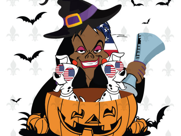Witch with two dogs halloween american flag gifts, shirt for halloween svg file diy crafts svg files for cricut, silhouette sublimation files t shirt design for sale