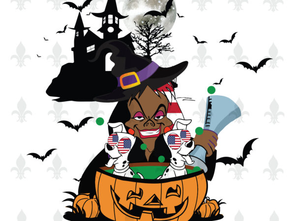 Witch with two dogs halloween usa flag gifts, shirt for halloween svg file diy crafts svg files for cricut, silhouette sublimation files t shirt design for sale