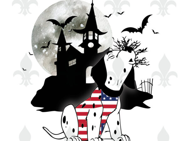 Halloween dog and haunted house usa flag gifts, shirt for halloween svg file diy crafts svg files for cricut, silhouette sublimation files graphic t shirt