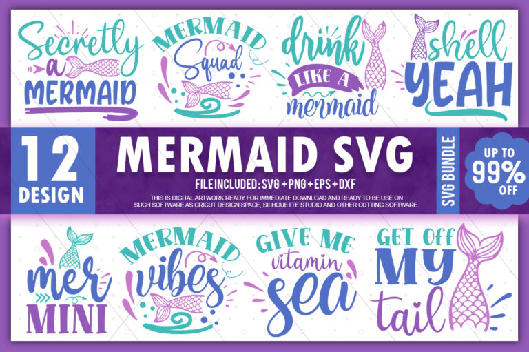 Download Mermaid SVG Bundle - Buy t-shirt designs