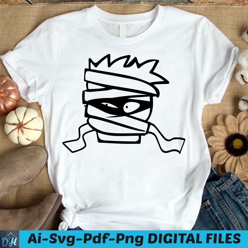 Mummy Face Monster t-shirt design, Mummy Face SVG, Monster Mummy shirt