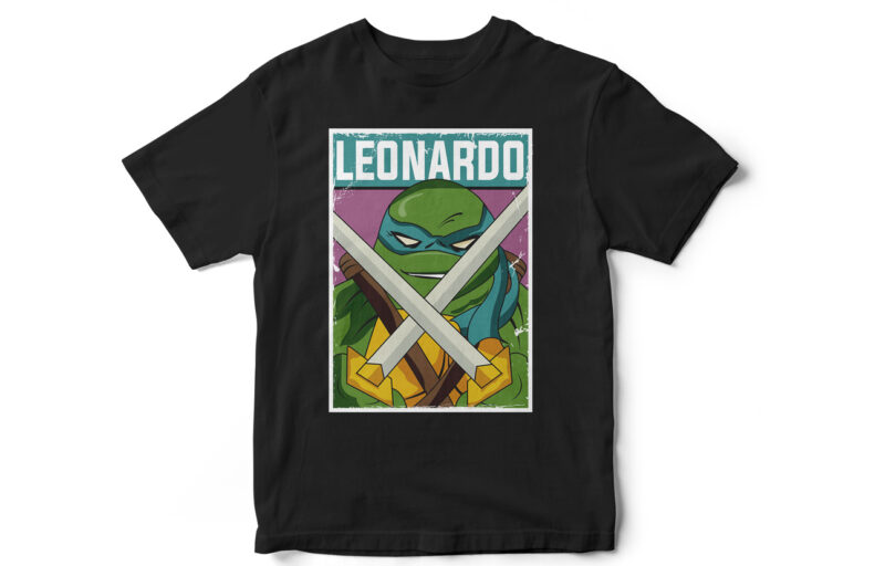 Ninja Turtles, LEONARDO, cartoon, poster, t-shirt design, comic t-shirt, comic art, Ninja Turtles Fan Art, turtle t-shirt design