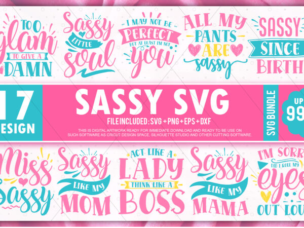 Sassy svg bundle t shirt template vector