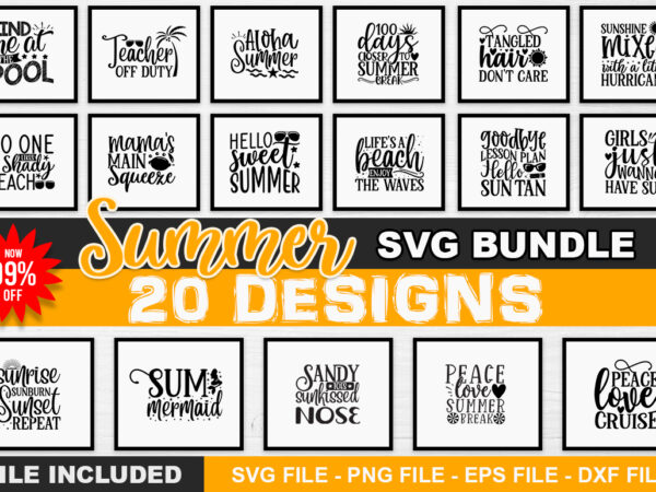 Summer svg bundle t shirt template vector