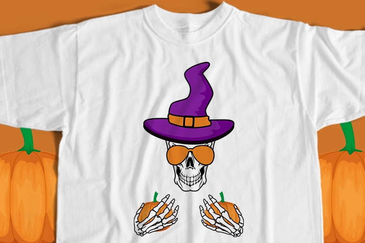 Funny Pumpkins Skull T-Shirt Design