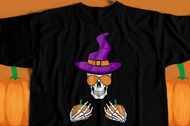 Funny Pumpkins Skull T-Shirt Design