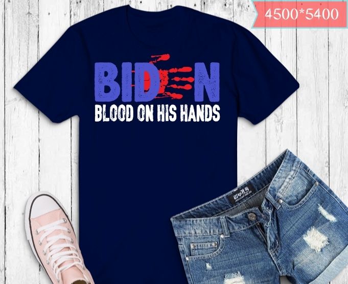 Biden Blood On His Hands USA Flag T-shirt design svg, Vintage Biden Handprint T-Shirt png, Biden Blood On His Hands, Bring Trump Back Biden, Anti Jo Biden,