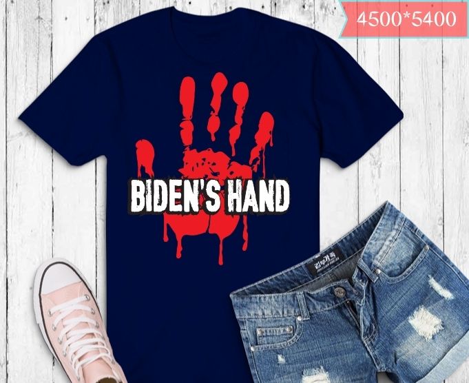 Biden’s hand Blood, On His Hands USA Flag T-shirt design svg, Vintage Biden Handprint T-Shirt png, Biden Blood On His Hands, Bring Trump Back Biden