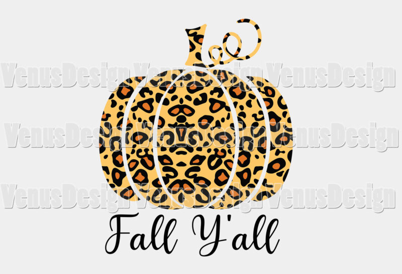 Fall Yall Pumpkin Leopard Print Editable Shirt Design