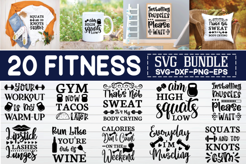 Fitness svg bundle t shirt graphic design