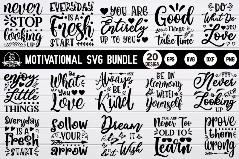 Motivational svg bundle t shirt designs for sale