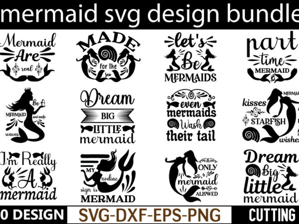 Mermaid svg bundle t shirt designs for sale