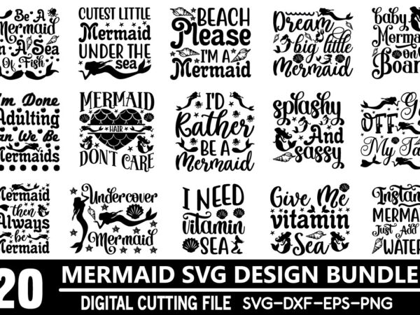 Mermaid svg bundle t shirt designs for sale