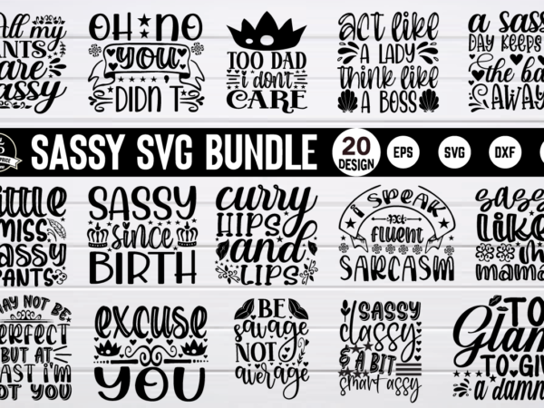 Sassy svg bundle t shirt template vector