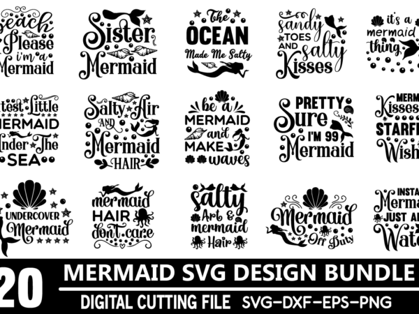 Mermaid svg bundle t shirt designs for sale