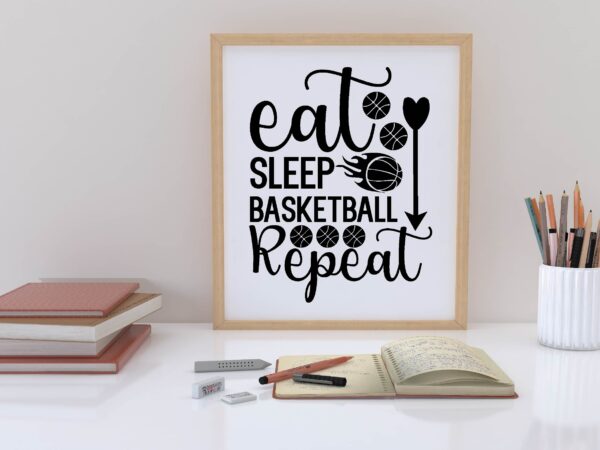 Eat sleep basketball repeat svg vector clipart