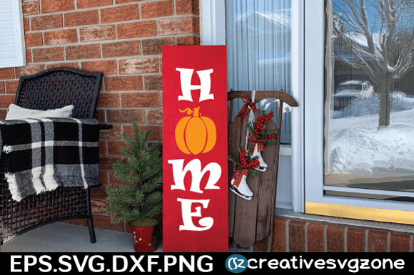 Fall Vertical Sign HOME Pumpkin