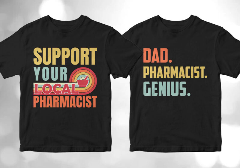 Pharmacist 25 editable vector t-shirt designs bundle, Pharmacy ...