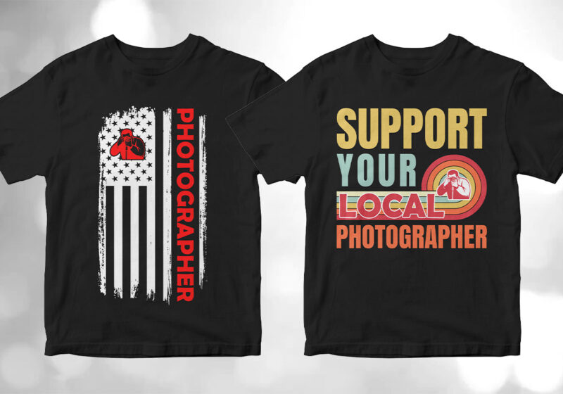 Photographer 25 editable vector t-shirt designs bundle, photography ...