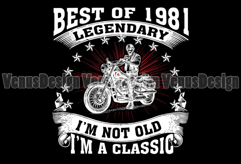 Best Of 1981 Legendary Birthday Motorcycle Editable Shirt Design